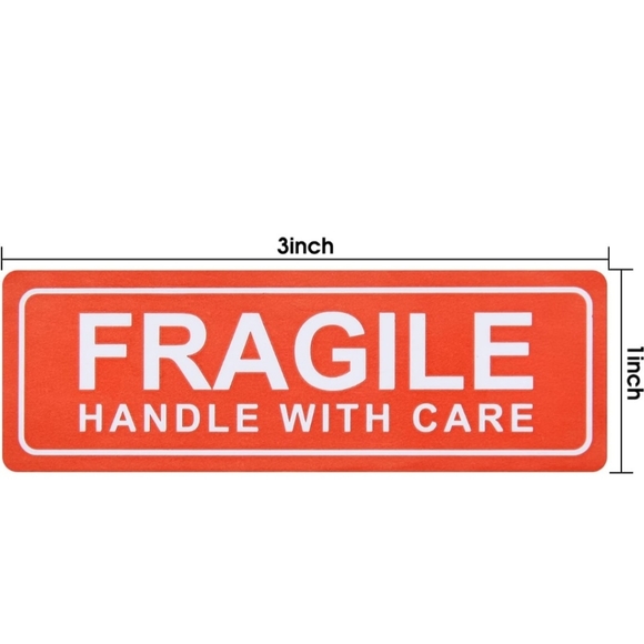 500 FRAGILE HANDLE WITH CARE Warning Packing Shipping Sticker Labels 3" x 1" - Picture 2 of 6